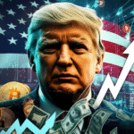 Donald trump with a stack of bitcoin, Financial Freedom or Risky Gamble?