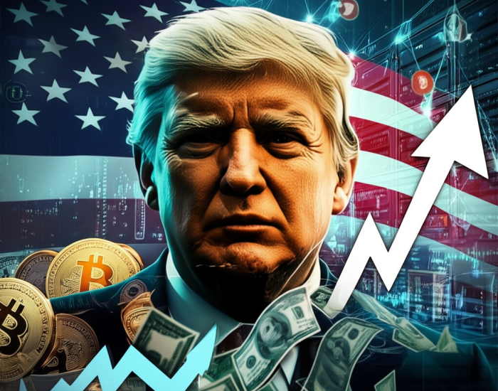 Donald trump with a stack of bitcoin, Financial Freedom or Risky Gamble?