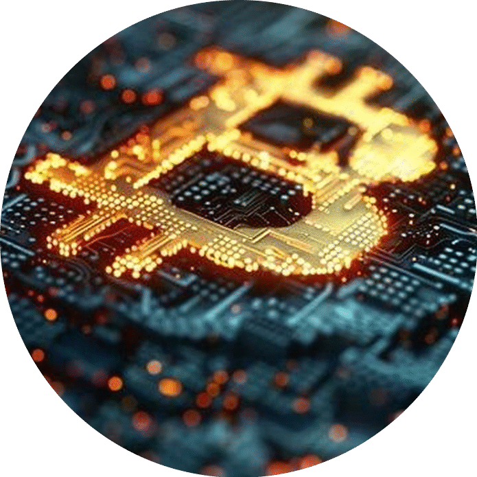 Golden letter B shaped like the symbol of a bitcoin in a blue background.